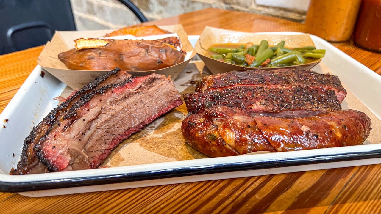 Burnt Bean Co. signature dishes Brisket, Pork Spare Ribs, Barbacoa, Bacon-wrapped Stuffed Jalapeños